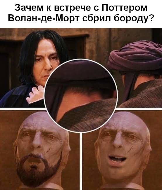 Voldemort prepares to face Potter - Harry Potter, Voldemort, Professor Quirrell, Beard, Kinolyap, Picture with text, Translated by myself