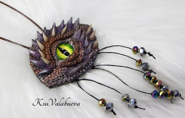 Dragon Eye Pendant - My, Eye of the Dragon, Pendant, Handmade, With your own hands, Needlework, Needlework without process, Decoration, Polymer clay, Longpost