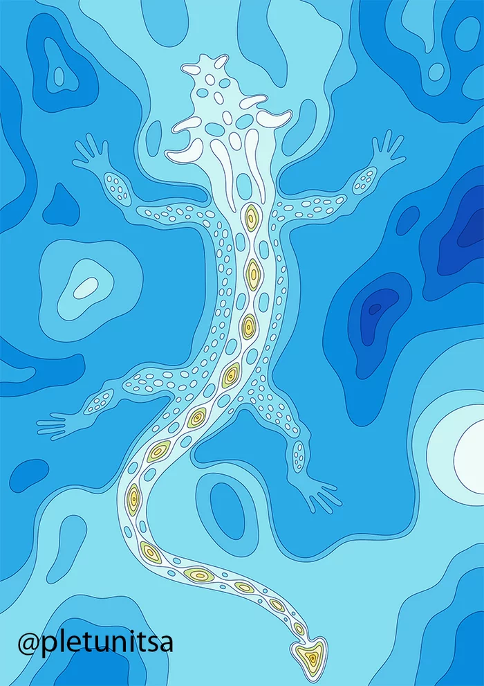 The Dragon - My, Creation, Digital drawing, Vector graphics, Drawing, Poster, Cards, Ocean, Relief