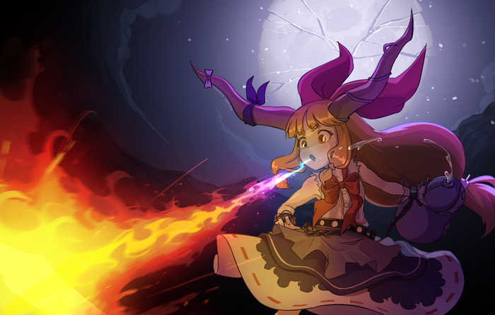 Suika Touhou, Ibuki Suika, Anime Art, , 