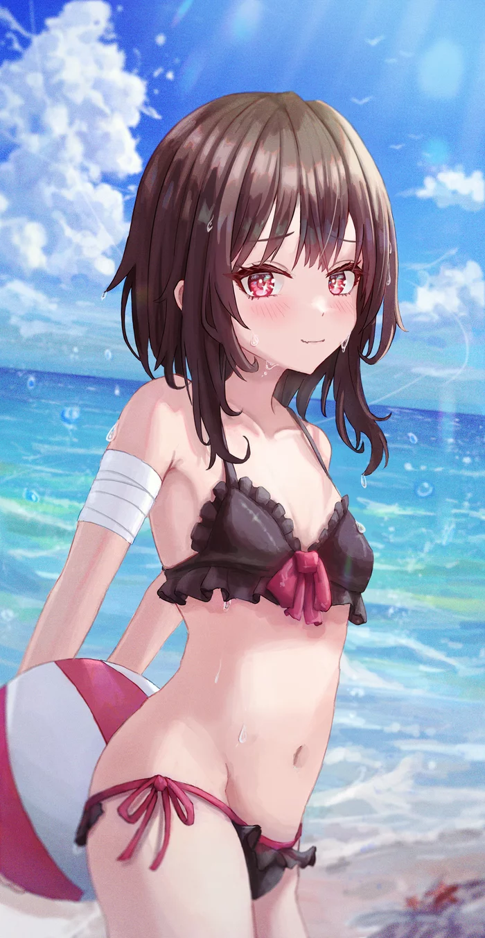 Megumin - NSFW, Megumin, Konosuba, Anime art, Anime, Art, Girls, Swimsuit, Beach