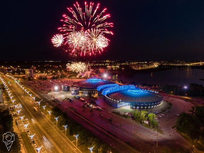 Minsk - Salyut - My, Firework, Minsk, Republic of Belarus, Dji, Aerial photography, Quadcopter, Town