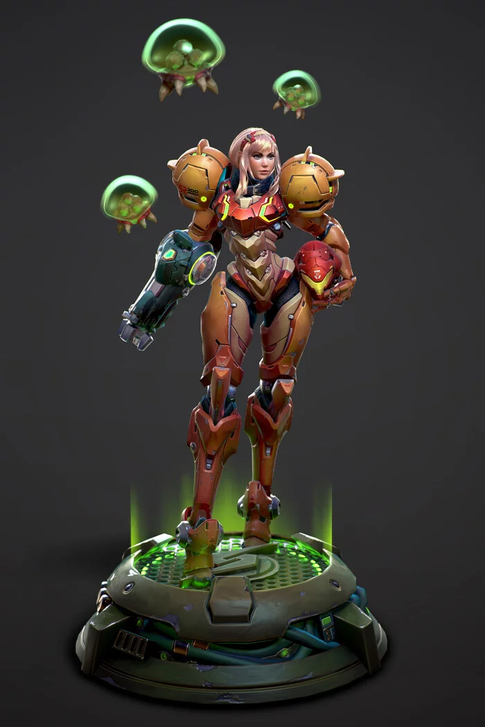 Samus Aran - Арт, Artstation, Игры, Metroid, Samus Aran, 3D, Видео, YouTube, Длиннопост