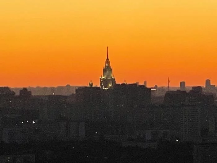View of Moscow State University - My, MSU, Architecture, Sunset, The photo