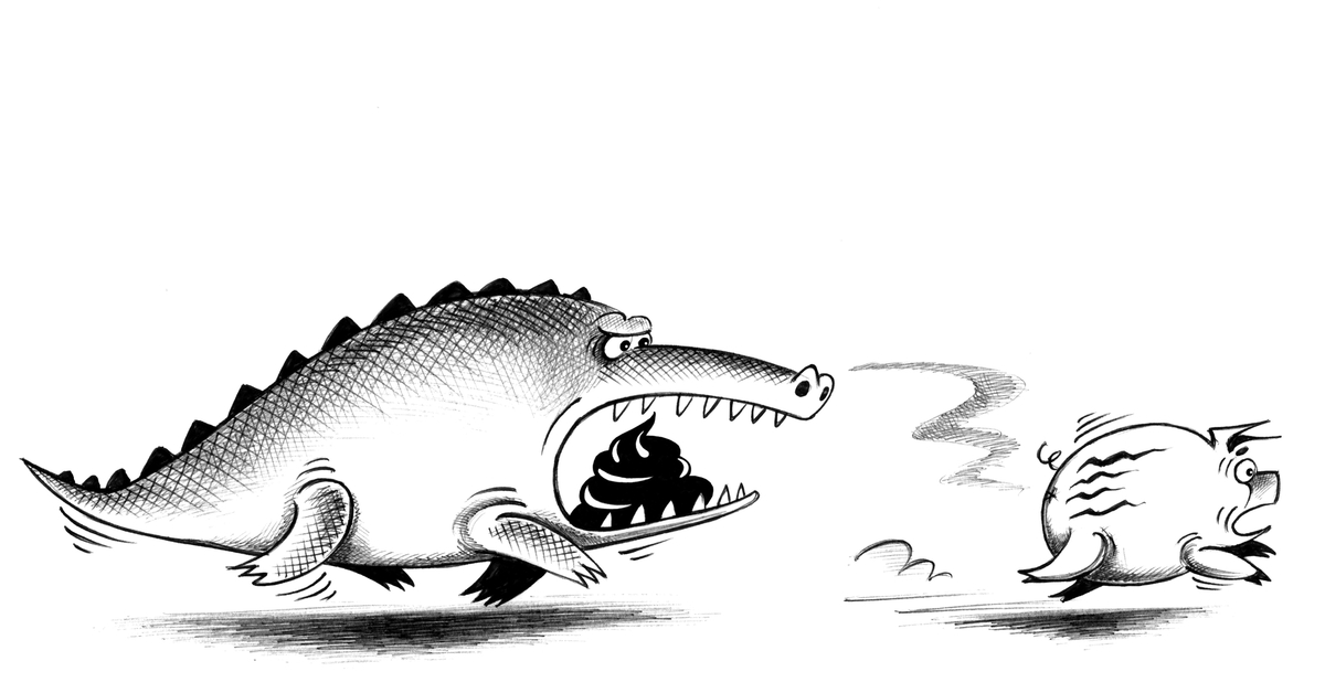 Крокодил свинья. Прикольные рисунки. Карикатуры Сергея Корсуна.