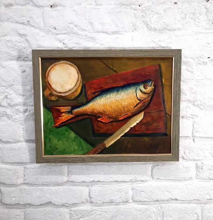 I show fish - My, Art, Traditional art, Oil painting, A fish, Painting, Artist, Longpost