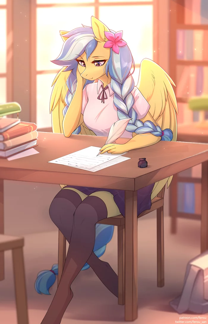 In library - My little pony, PonyArt, Original character, Anthro, Fensu-San