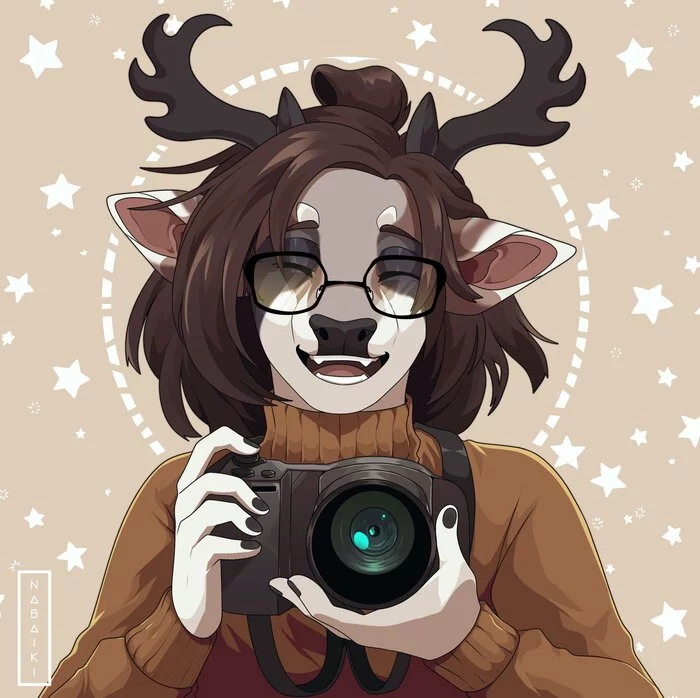 Smile - Furry, Furry deer, Camera, Art, Furry art