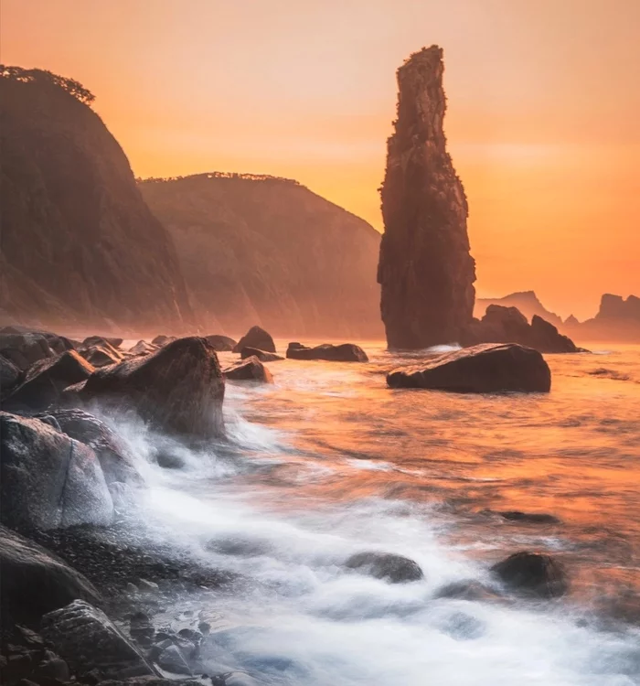 Uprising at Dawn - Дальний Восток, Primorsky Krai, Headland, The rocks, The nature of Russia, Travel across Russia, Japanese Sea, dawn, The photo