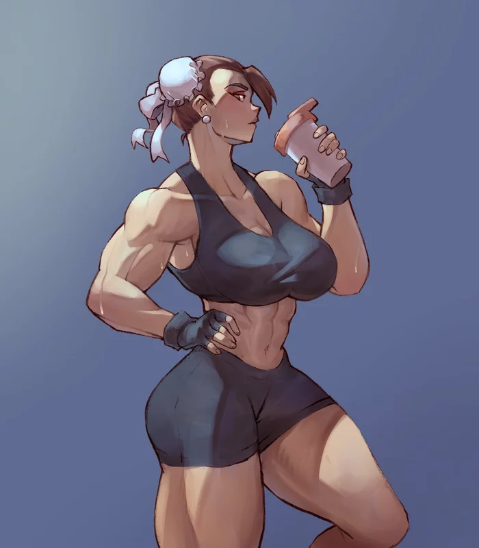 Chun-li - Art, 2D, Drawing, Muscleart, Chun-Li, Street fighter, Strong girl, Fitonyashka, Girls, Bodybuilders, Encariah