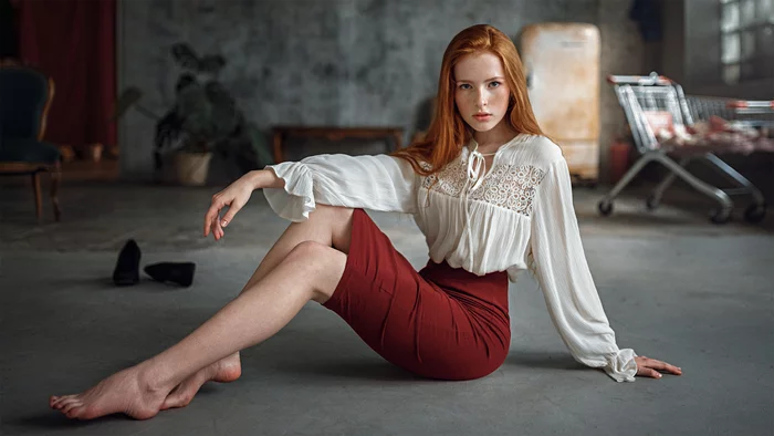 Katia - Girls, The photo, Redheads, On the floor