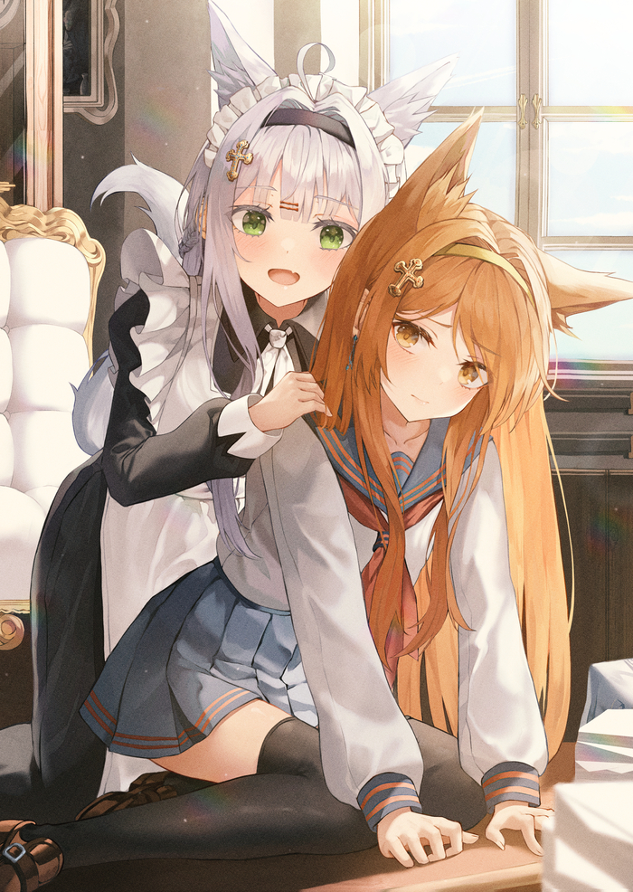   Kerno Anime Art, Original Character, , , Seifuku, Animal Ears