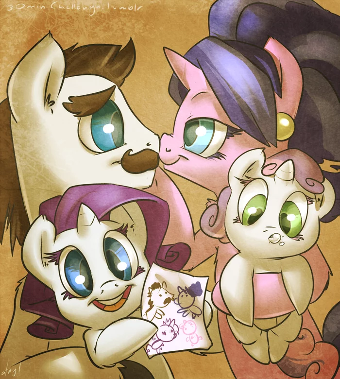 Family photo - My little pony, Art, Rarity, Sweetie belle, Cookie Crumbles, Hondo Flanks