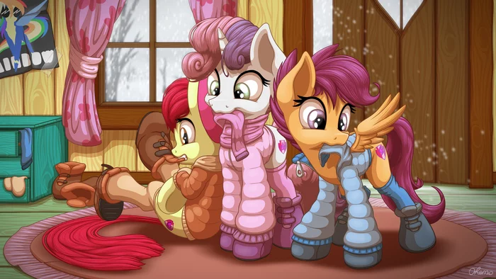 Зимние Метконосцы - My Little Pony, Арт, Sweetie Belle, Scootaloo, Applebloom, Cutie Mark Crusaders