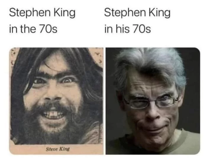 Stephen King in the '70s and '70s - The photo, Stephen King, 70th, 70 years, It Was-It Was, Picture with text