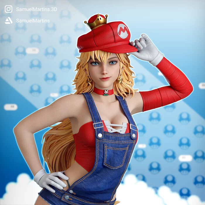 Princess peach - Art, Artstation, Games, Mario, Princess peach, Girls, 3D