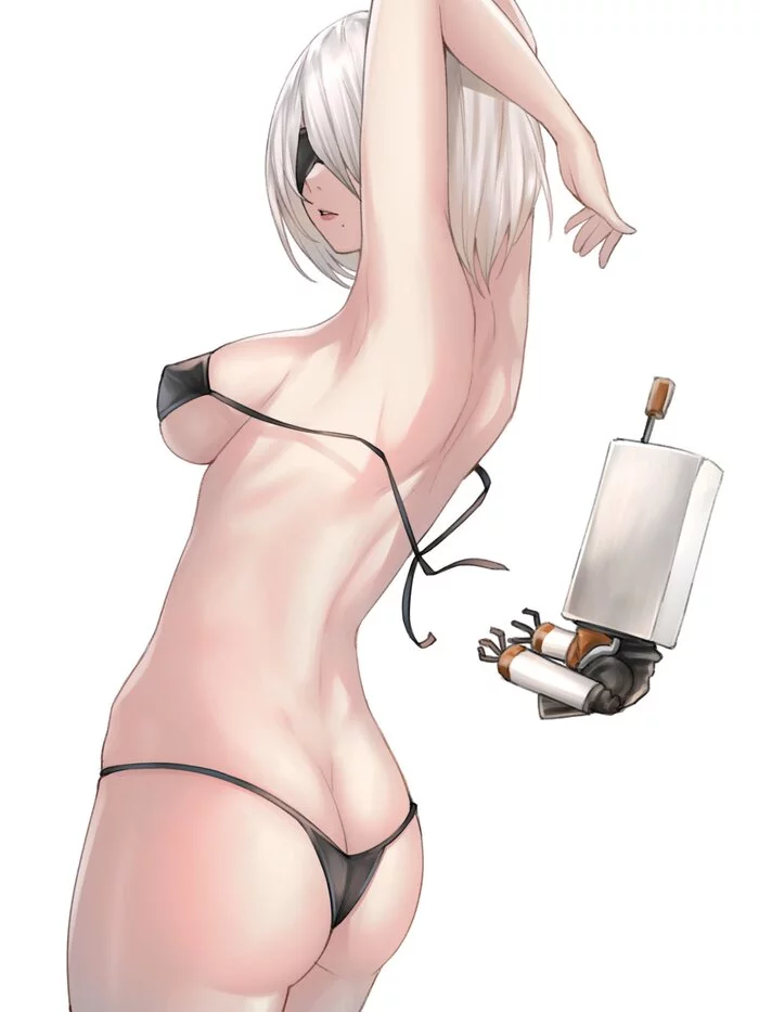 New equipment - NSFW, Art, Drawing, NIER Automata, Yorha unit No 2 type B, Girls, Erotic, Hand-drawn erotica, Game art, Swimsuit, Bikini, Boobs, Booty, Kuronerinka