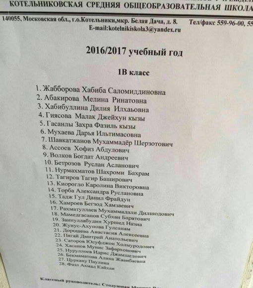 Список первоклашек в Московской области - Жизненно, Мигранты, Русские, Грустный юмор, Картинка с текстом, Школа, 1 класс, Москва, Нерусские