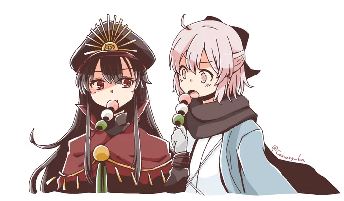 My friend and I - Anime art, Anime, Oda nobunaga, Okita souji, Fate, Fate grand order