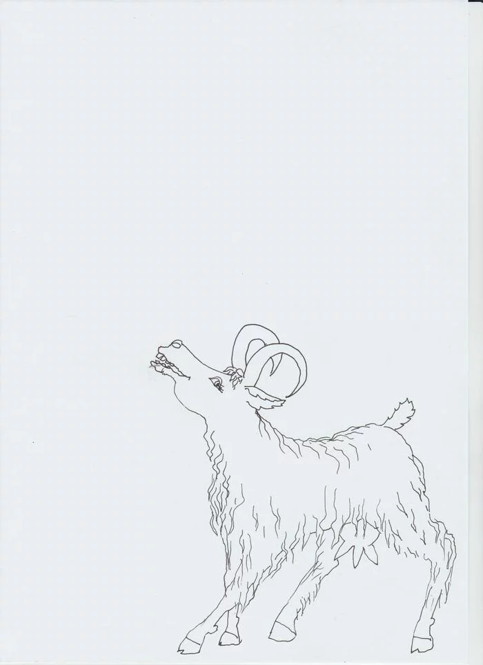 White Goat, gel pen drawing, on a white sheet of paper - My, Goat, Drawing, Communication