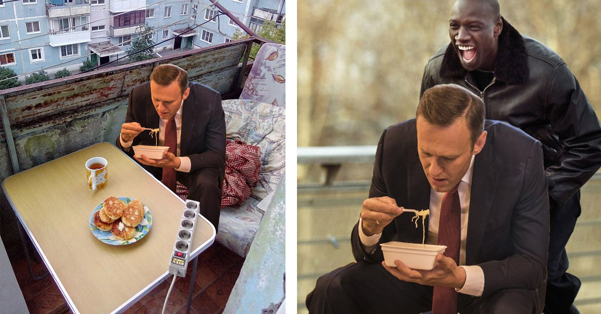Поминки навального. Навальный ест доширак.