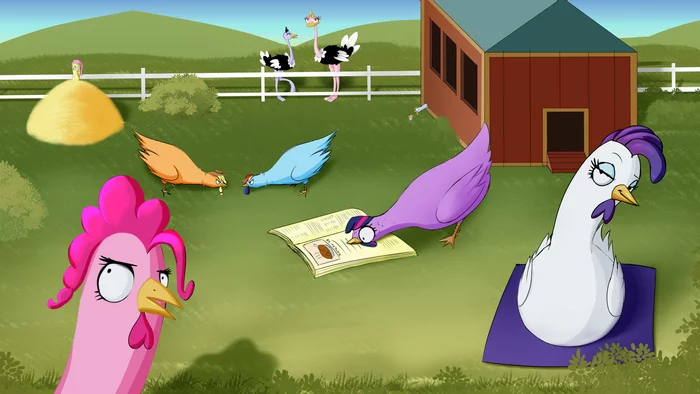 My Little Chickens - My little pony, Twilight sparkle, Fluttershy, Princess luna, Pinkie pie, Rarity, Applejack, Rainbow dash, Derpy hooves, Princess celestia