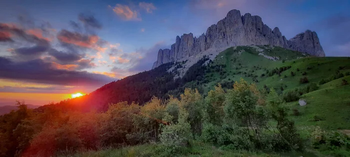 Sunset at Big Thach Mountain - My, Republic of Adygea, The mountains, Sunset, Big Thach