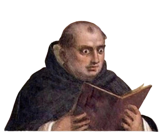 Surprised by thomas Aquinas' book in Darkest Dungeon - My, Darkest dungeon, Memes, Fotozhaba, Thomas Aquinas, Humor, Monks, Reading, Astonishment, Confusion, Picture with text