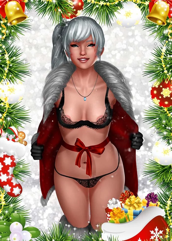 New Year - NSFW, RWBY, Anime art, Anime, Art, Drawing, Boobs, Weiss schnee, Underwear, Nipples