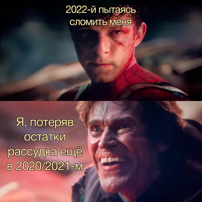 There's nowhere to go - Humor, Memes, Picture with text, Spiderman, Reason, 2022, Tom Holland, Willem Dafoe