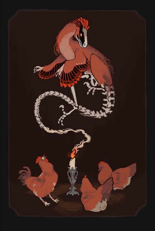 The Call of the Ancestral Spirit - Dinosaurs, Birds, Hen, Summoning the Spirits, Candle, Ritual
