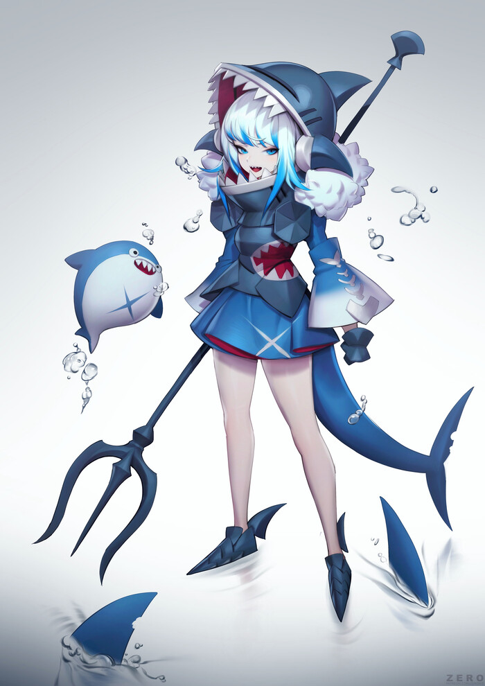 Gawr Gura Knight , ArtStation, Hololive, Gawr Gura, Virtual YouTuber, Anime Art, Zeronis