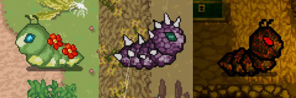 3 types of caterpillars for an RPG game in different locations - My, Caterpillar, Monster, Indie game, Caves, RPG, The legend of zelda, Инди, Development of, Longpost