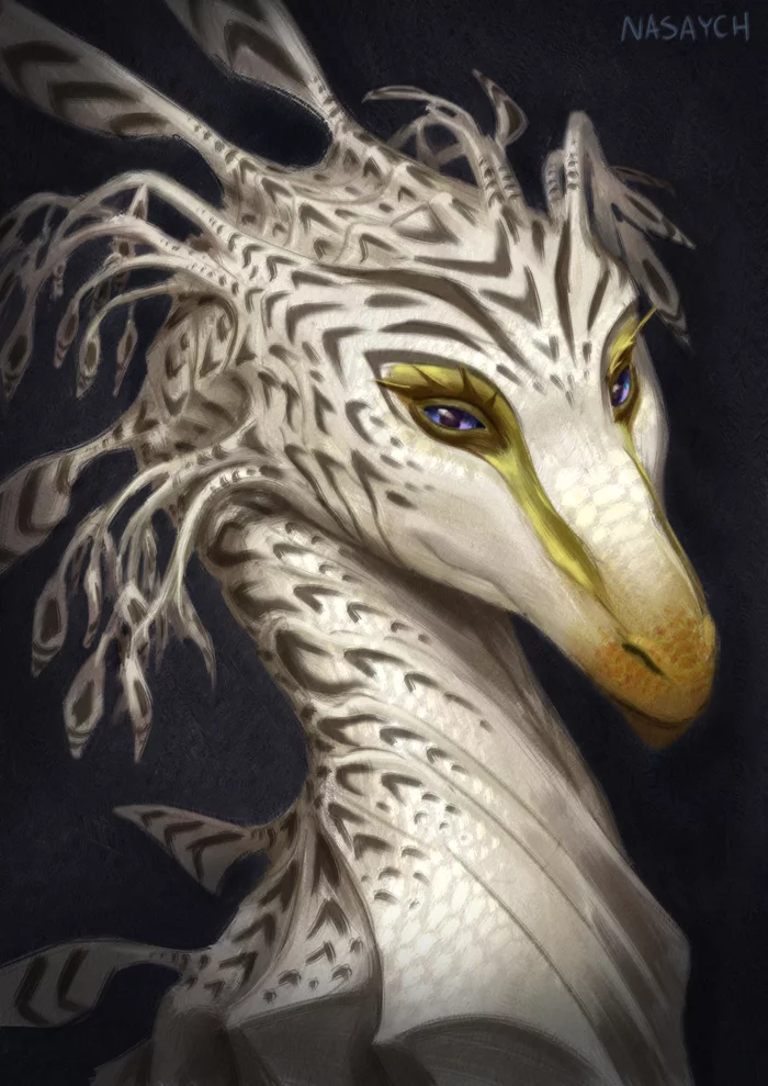 Exotic dragon portrait - My, Digital drawing, Art, Fantasy, The Dragon