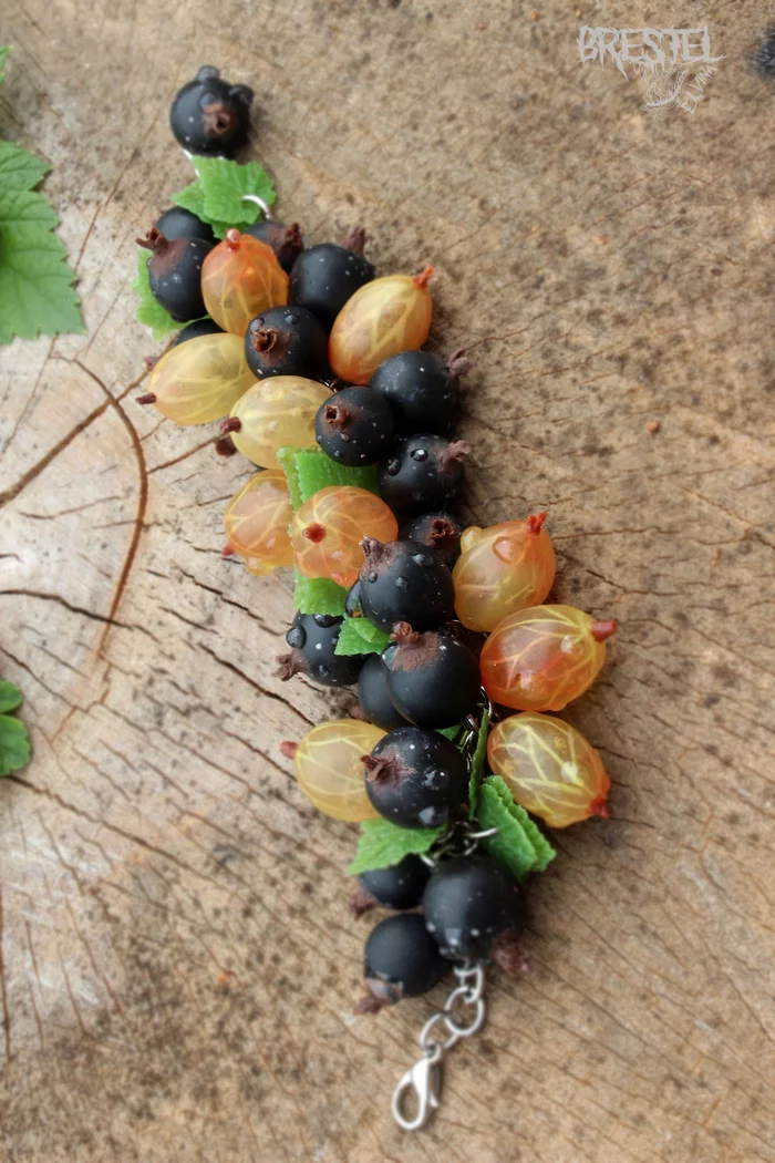 Gooseberries and currants (polymer clay) - My, Polymer clay, Needlework without process, Longpost, Gooseberry, Realism, Bijouterie