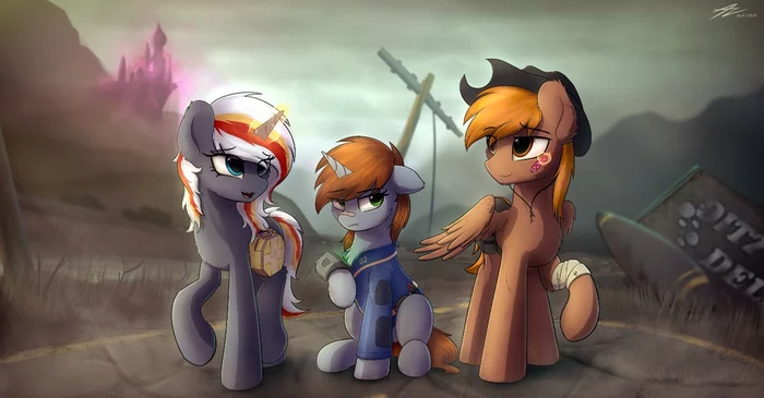 Герои пустоши - My Little Pony, Original Character, Littlepip, Calamity, Velvet Remedy, Fallout: Equestria