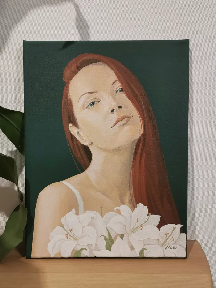 real portrait - My, Portrait, Painting, Flowers, Redheads, Yekaterinburg, Longpost