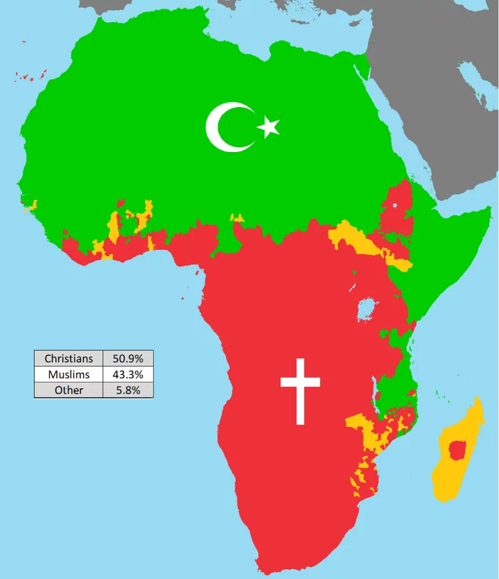 Simplified Map of Africa's Religions - Cards, World map, Religion, Africa
