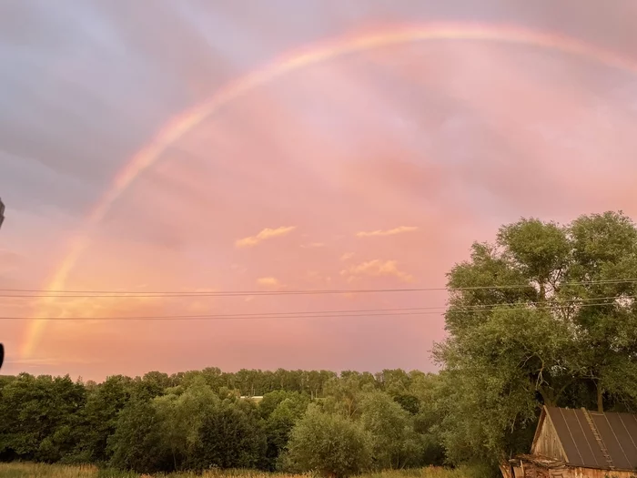 About daily rainbows - My, Mobile photography, The photo, Rainbow, Village