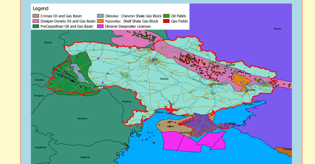 Карта газовых месторождений украины