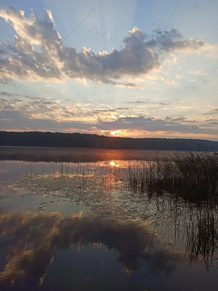 Dawn - My, Lake, The photo, dawn, Sky, Clouds