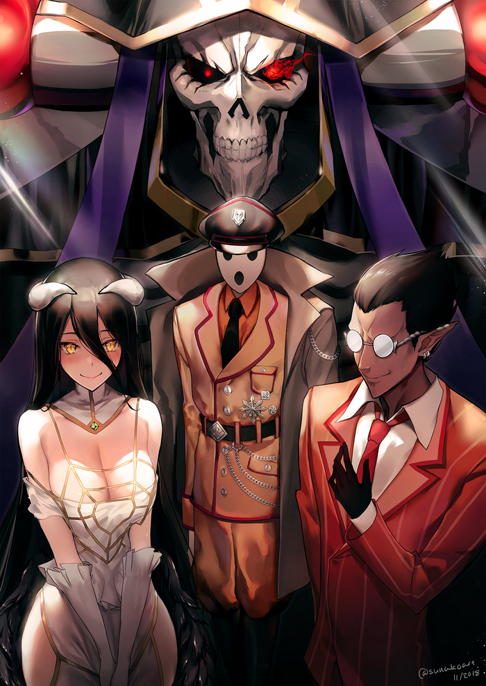 ,    , , Anime Art, Overlord, Ainz Ooal Gown, Albedo (Overlord), Demiurge, Pandoras Actor, ,   , 