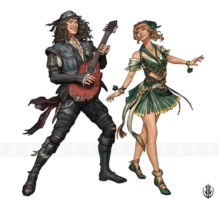 Eddie Bard and Chrissy the Dancer - Art, Drawing, Serials, Characters (edit), TV series Stranger Things, Dungeons & dragons, Bard, Dancer, Netflix