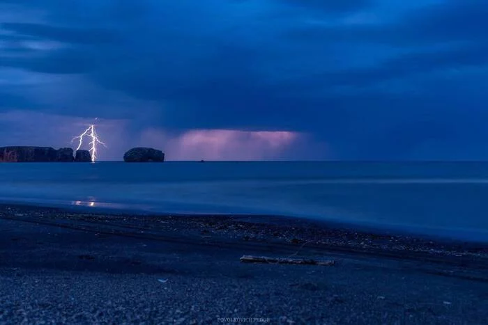 Thunderstorm in Tikhaya Bay on Sakhalin - Thunderstorm, Quiet Bay, Sakhalin, Lightning, Beautiful, Sakhalin Region, Travel across Russia, Sea