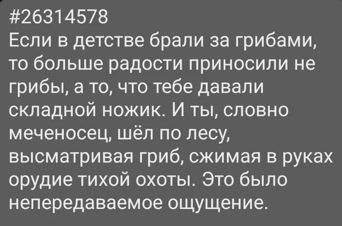 Тихая охота - Картинка с текстом, Воспоминания, Грибы, Тихая охота, Складной нож, Детство, Воспоминания из детства, Деревня, Ощущения