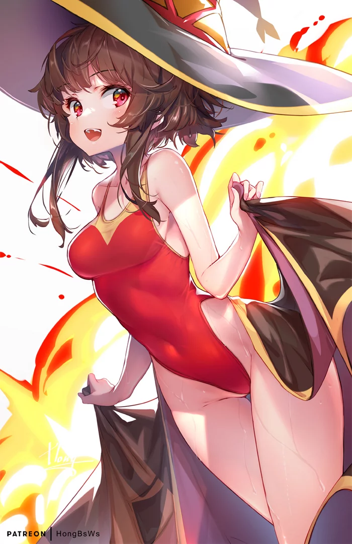 Megumin - NSFW, Аниме, Anime Art, Арт, Девушки, Megumin, Konosuba, Купальник, Длиннопост