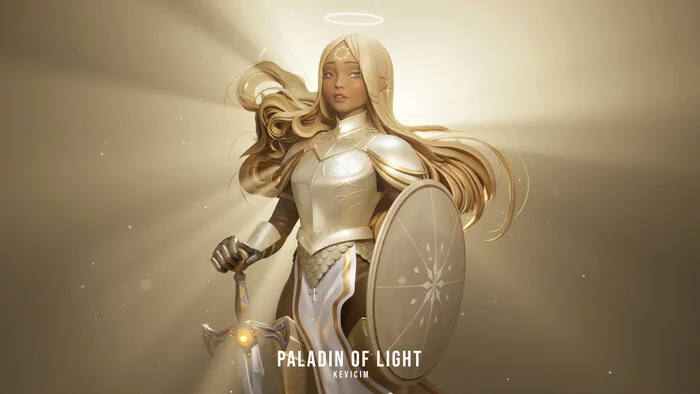 Paladin of Light - Art, Artstation, Fantasy, Girls, Knights, Paladin, 3D, Video, Soundless, Longpost