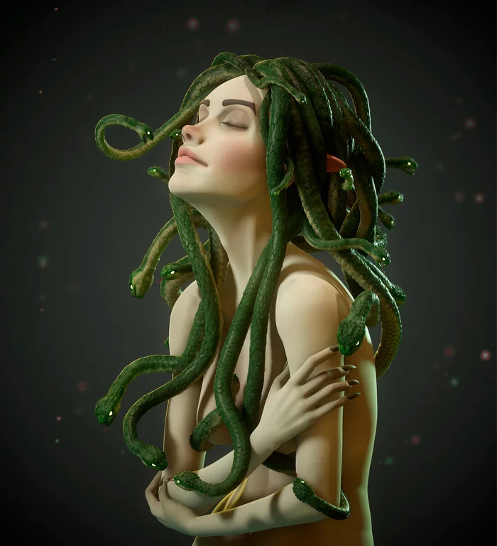 Medusa - NSFW, Арт, Artstation, Фэнтези, Девушки, Медуза Горгона, 3D, Видео, Без звука