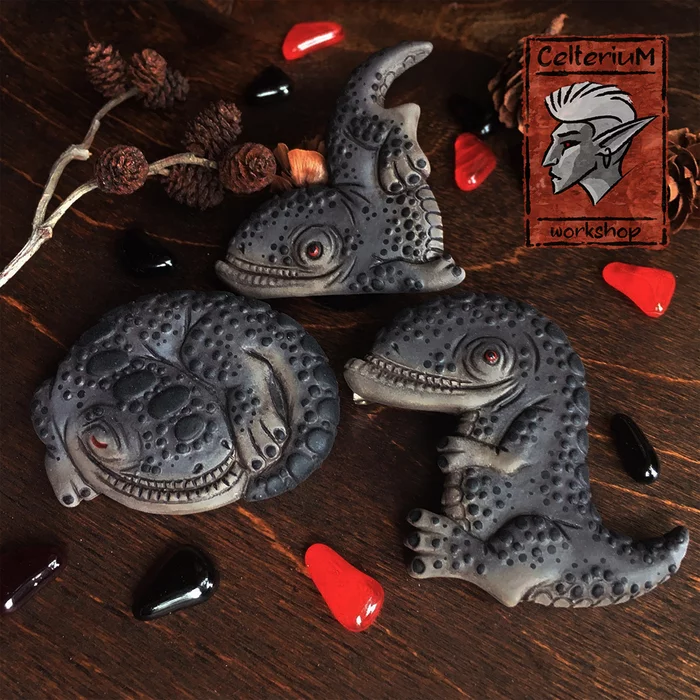 Pins with guars (part two) - My, The elder scrolls, The Elder Scrolls III: Morrowind, Guar, Polymer clay, Лепка, Casting, Polyurethane, Miniature, Longpost, Brooch, Figurines