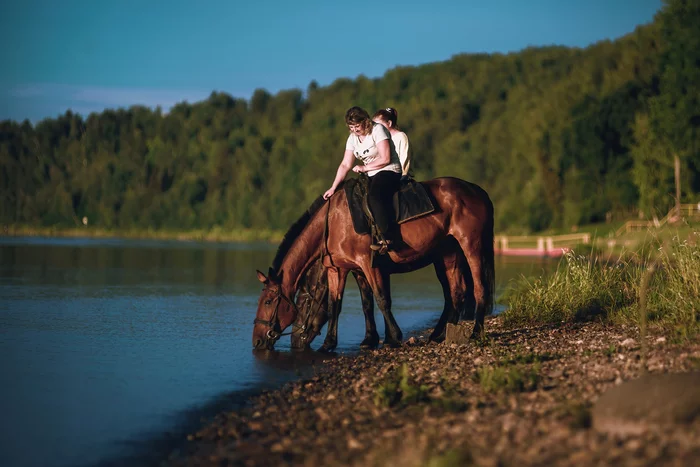 With horses... - My, The photo, Summer, Tutaev, Horses, Girls, Volga river, Longpost